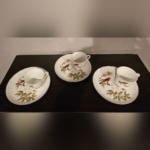 Vintage Stafford Chinese Garden Tea Cup & Saucer Snack Plates